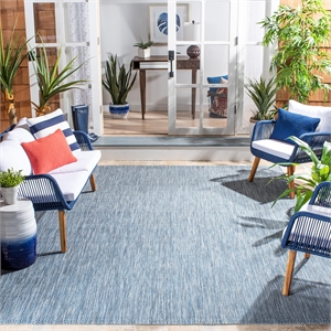 Safavieh Courtyard 9' X 12' Power Loomed Rug in Navy and Gray