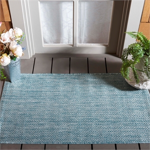 Safavieh Courtyard 2' X 3'7&quot Power Loomed Rug in Aqua and Aqua