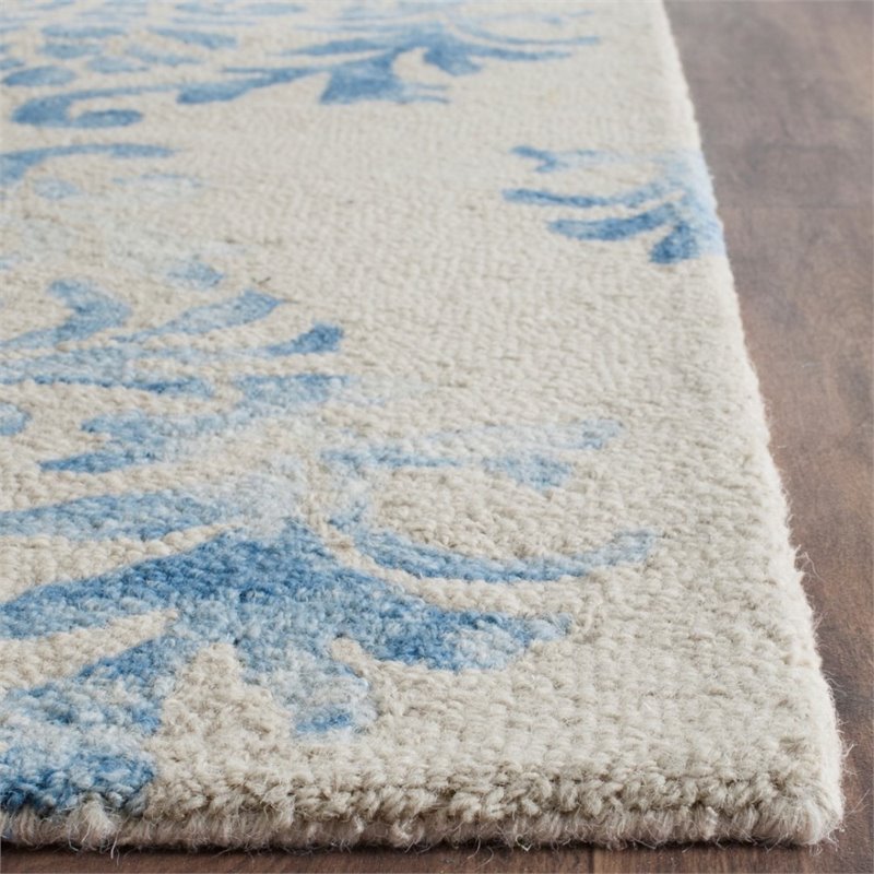 Safavieh Dip Dye 4' X 6' Hand Tufted Wool Pile Rug in Beige and Blue