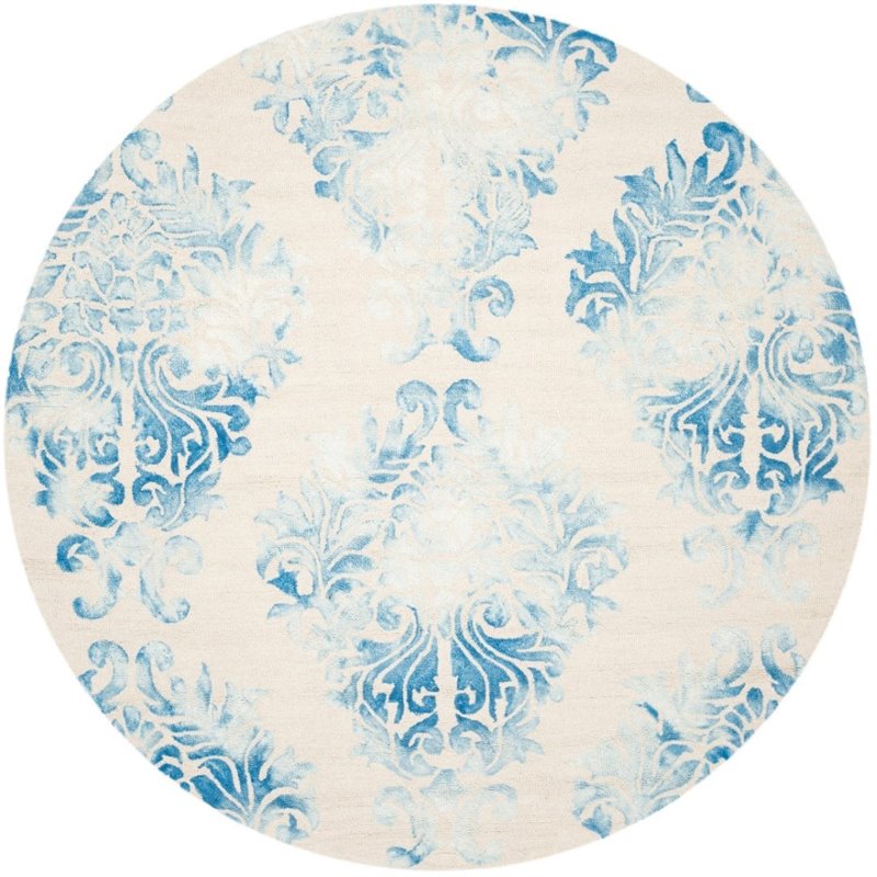 Safavieh Dip Dye 7' Round Hand Tufted Wool Rug in Beige and Blue