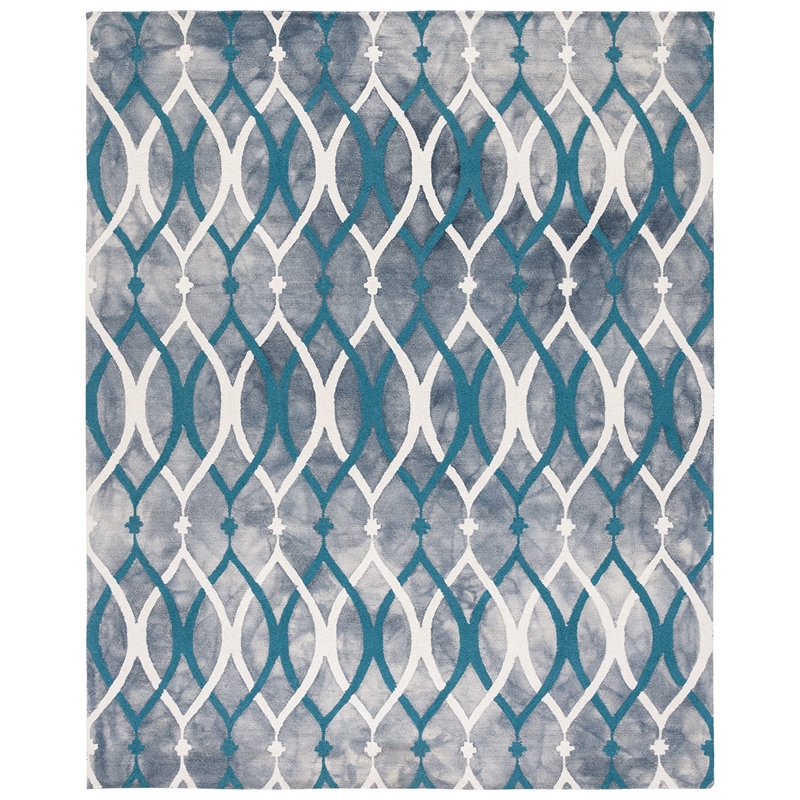Safavieh Dip Dye 6' X 9' Hand Tufted Wool Rug in Gray and Ivory Blue