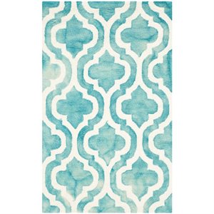 Safavieh Dip Dye 4' X 6' Hand Tufted Wool Rug in Turquoise and Ivory