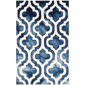 Safavieh Dip Dye 3' X 5' Hand Tufted Wool Pile Rug in Navy and Ivory