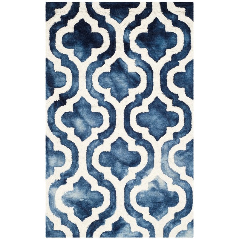 Safavieh Dip Dye 9' X 12' Hand Tufted Wool Pile Rug in Navy and Ivory