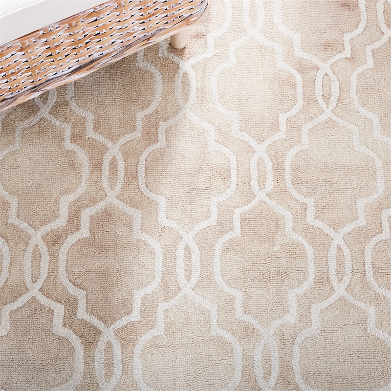 Safavieh Dip Dye 10' X 14' Hand Tufted Wool Rug in Beige and Ivory