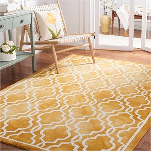 Safavieh Dip Dye 3' X 5' Hand Tufted Wool Pile Rug in Gold and Ivory