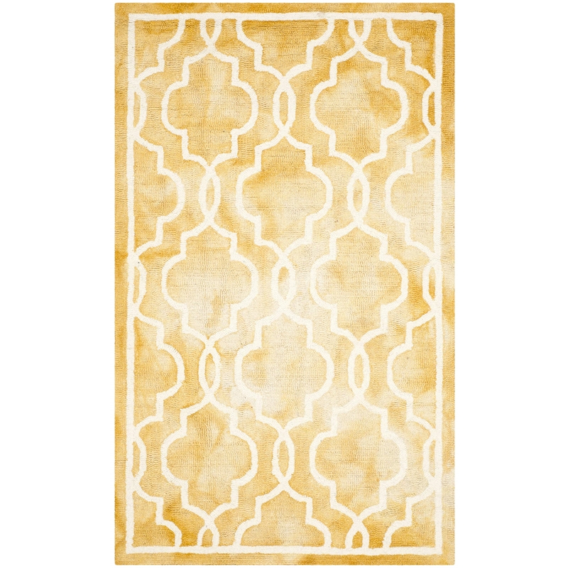 Safavieh Dip Dye 3' X 5' Hand Tufted Wool Pile Rug in Gold and Ivory