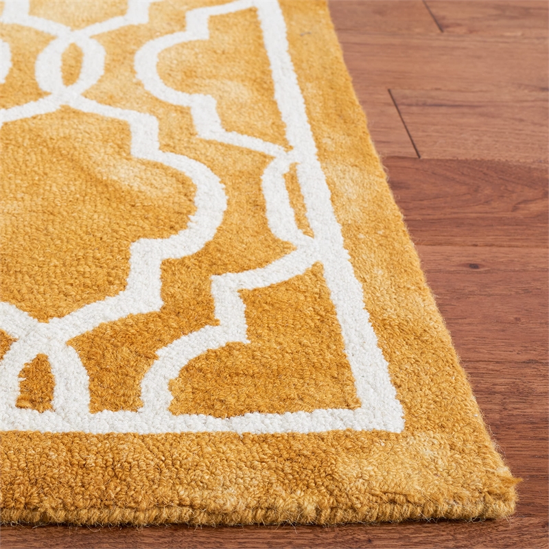 Safavieh Dip Dye 3' X 5' Hand Tufted Wool Pile Rug in Gold and Ivory
