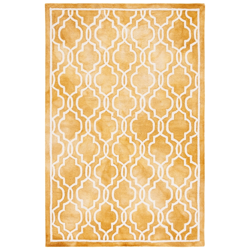 Safavieh Dip Dye 5' X 8' Hand Tufted Wool Pile Rug in Gold and Ivory