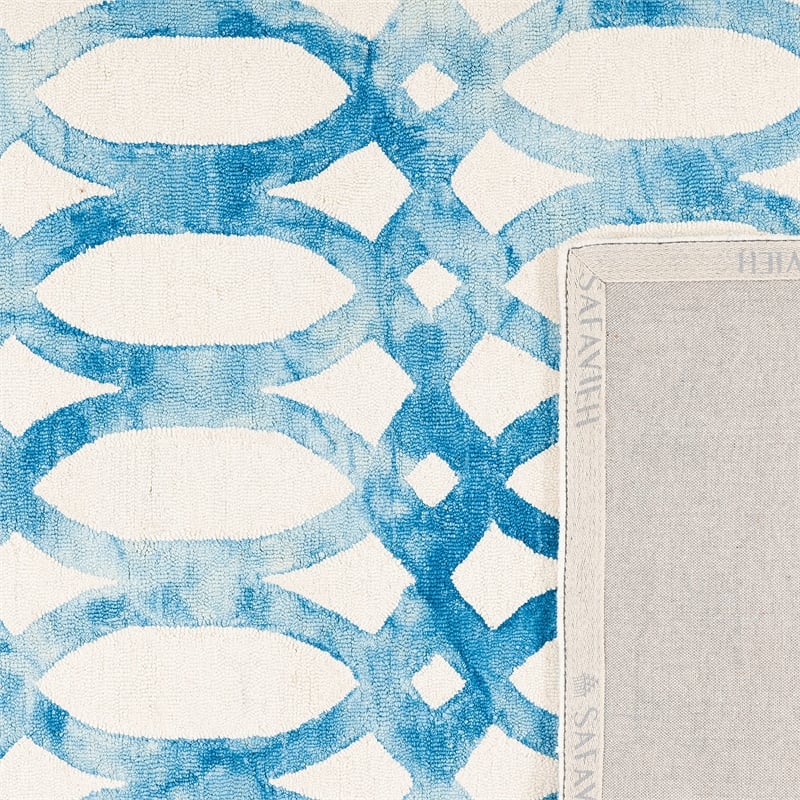 Safavieh Dip Dye 7' Square Hand Tufted Rug in Ivory and Blue