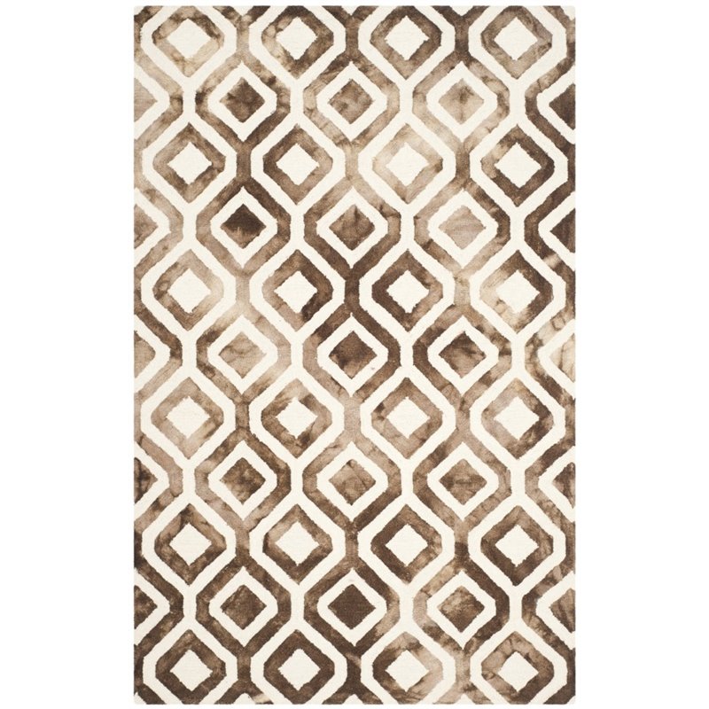 Safavieh Dip Dye 2' X 3' Hand Tufted Rug in Ivory and Chocolate