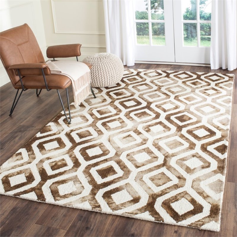 Safavieh Dip Dye 3' X 5' Hand Tufted Rug in Ivory and Chocolate