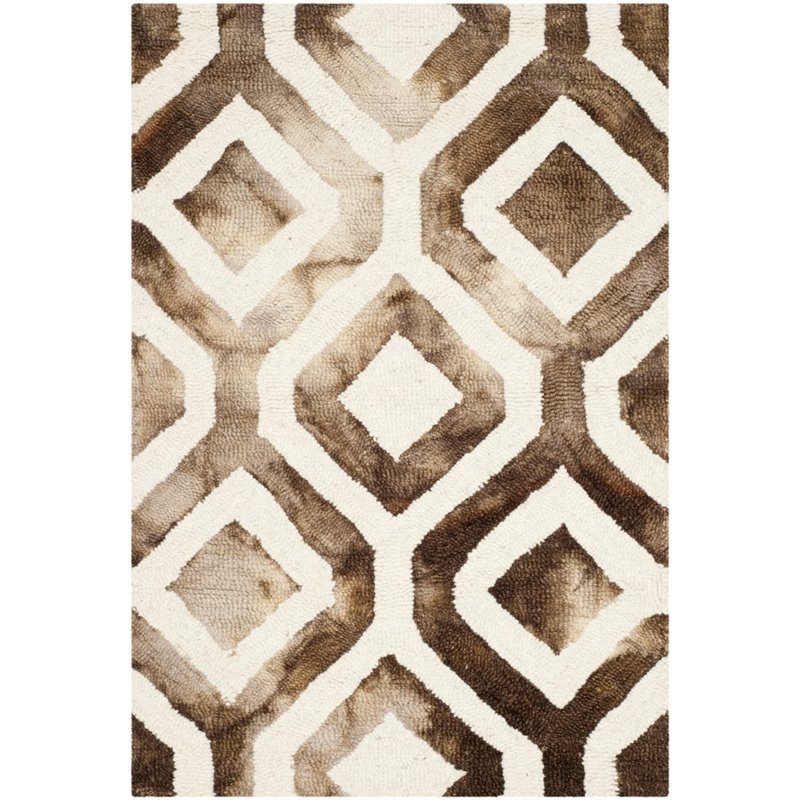 Safavieh Dip Dye 3' X 5' Hand Tufted Rug in Ivory and Chocolate
