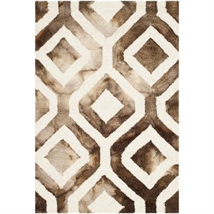 Safavieh Dip Dye 3' X 5' Hand Tufted Rug in Ivory and Chocolate
