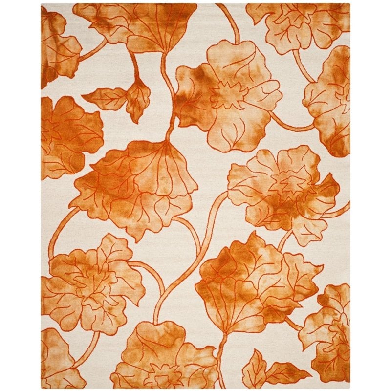 Safavieh Dip Dye 3' X 5' Hand Tufted Rug in Ivory and Orange