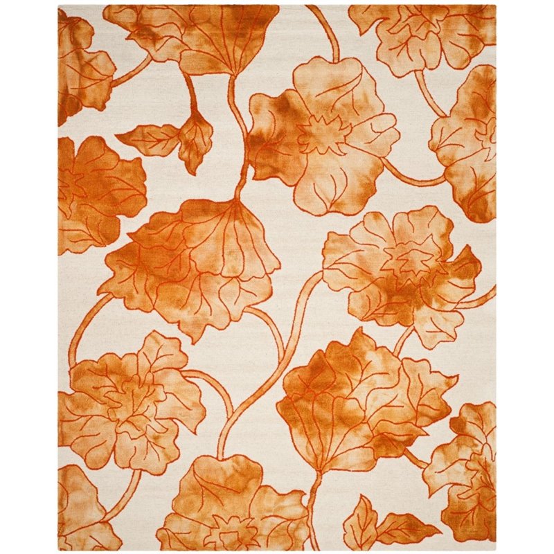 Safavieh Dip Dye 5' X 8' Hand Tufted Rug in Ivory and Orange