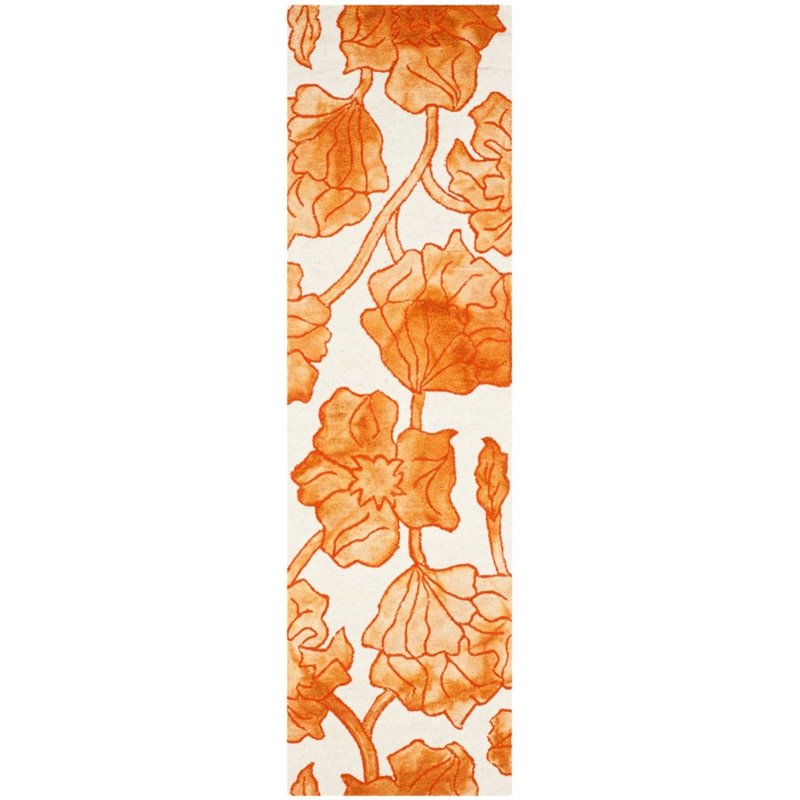 Safavieh Dip Dye 7' Round Hand Tufted Rug in Ivory and Orange