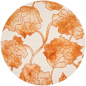 Safavieh Dip Dye 7' Round Hand Tufted Rug in Ivory and Orange