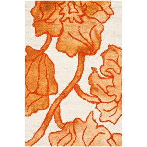 Safavieh Dip Dye 7' Square Hand Tufted Rug in Ivory and Orange