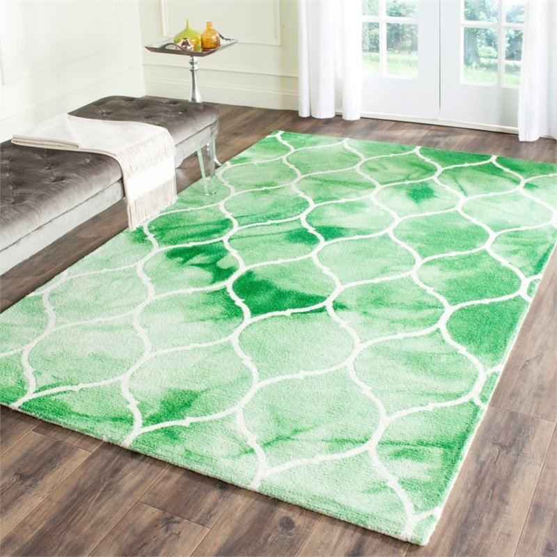 Safavieh Dip Dye 2' X 3' Hand Tufted Rug in Green and Ivory