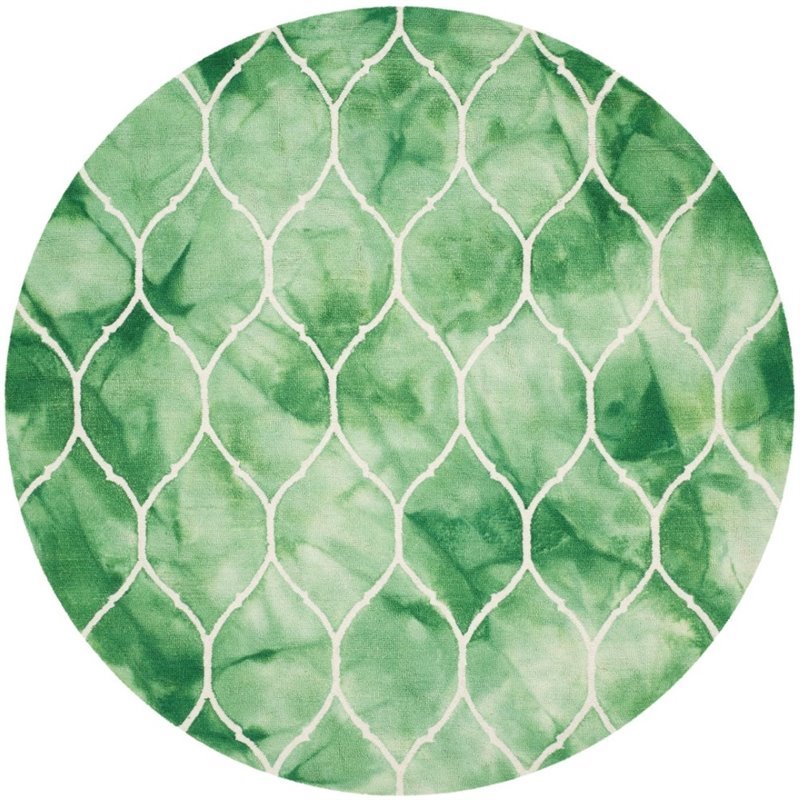 Safavieh Dip Dye 7' Round Hand Tufted Rug in Green and Ivory