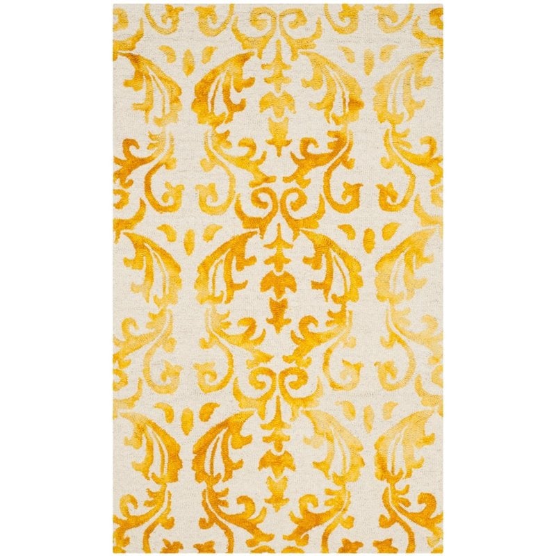 Safavieh Dip Dye 2' X 3' Hand Tufted Rug in Ivory and Gold