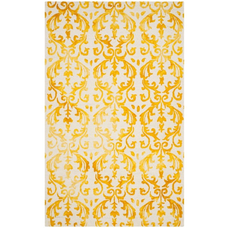 Safavieh Dip Dye 3' X 5' Hand Tufted Rug in Ivory and Gold