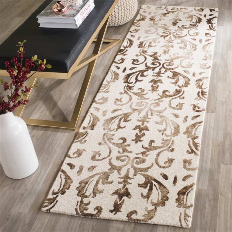 Safavieh Dip Dye 2' X 3' Hand Tufted Rug in Ivory and Chocolate