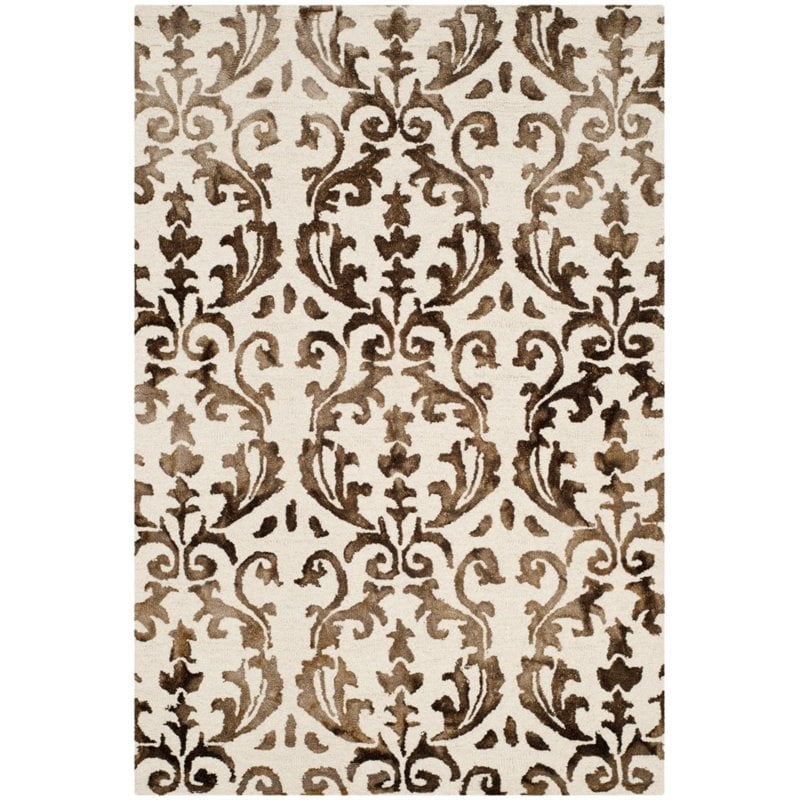 Safavieh Dip Dye 2' X 3' Hand Tufted Rug in Ivory and Chocolate