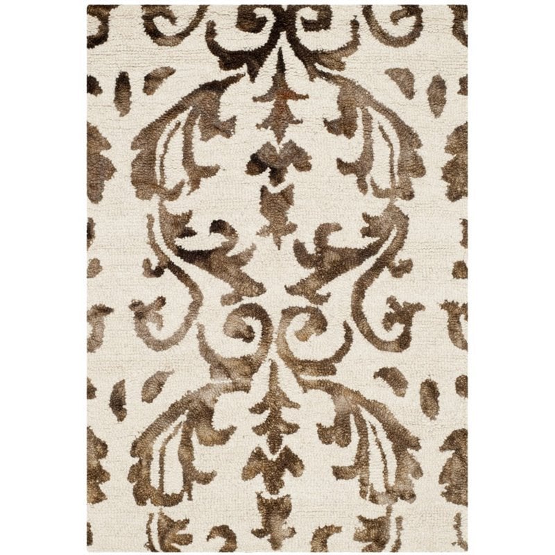 Safavieh Dip Dye 2' X 3' Hand Tufted Rug in Ivory and Chocolate