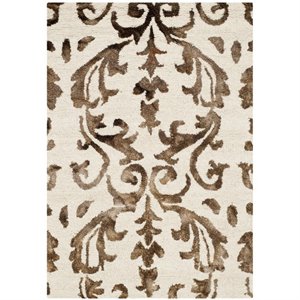 Safavieh Dip Dye 2'3&quot X 6' Hand Tufted Rug in Ivory and Chocolate