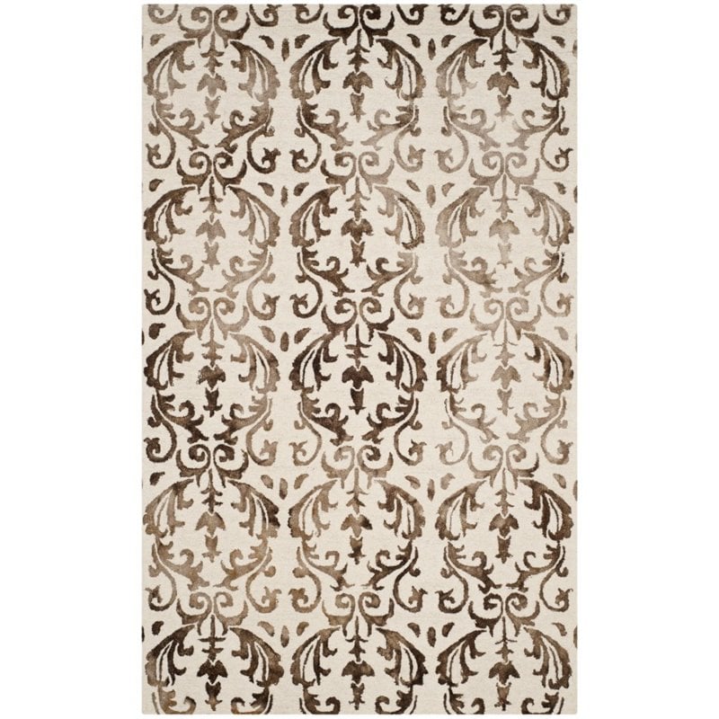 Safavieh Dip Dye 3' X 5' Hand Tufted Rug in Ivory and Chocolate