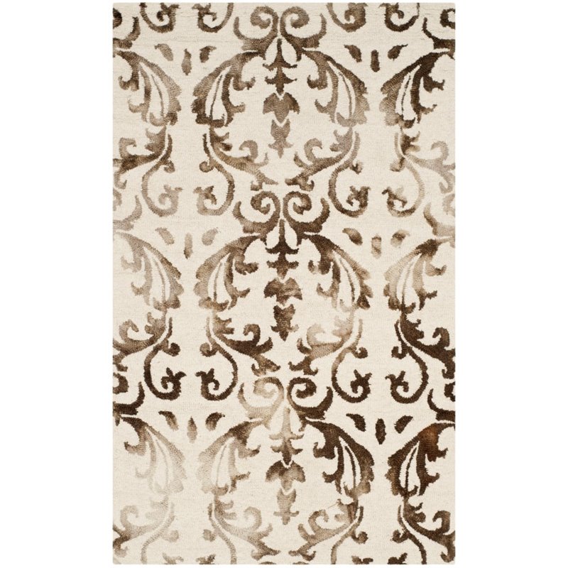 Safavieh Dip Dye 4' X 6' Hand Tufted Rug in Ivory and Chocolate