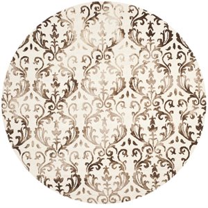 Safavieh Dip Dye 7' Round Hand Tufted Rug in Ivory and Chocolate