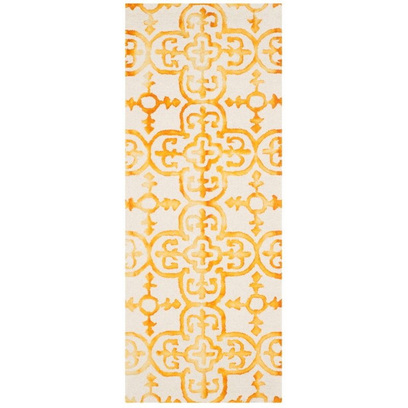 Safavieh Dip Dye 2' X 3' Hand Tufted Wool Pile Rug in Ivory and Gold