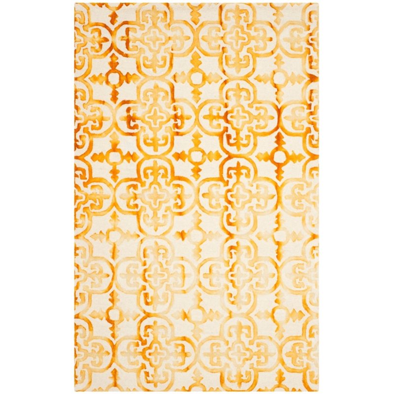 Safavieh Dip Dye 2' X 3' Hand Tufted Wool Pile Rug in Ivory and Gold