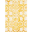 Safavieh Dip Dye 7' Round Hand Tufted Wool Rug in Ivory and Gold
