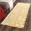 Safavieh Dip Dye 7' Round Hand Tufted Wool Rug in Ivory and Gold