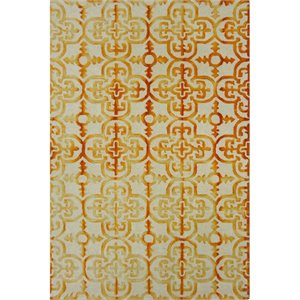 Safavieh Dip Dye 7' Square Hand Tufted Wool Rug in Ivory and Gold