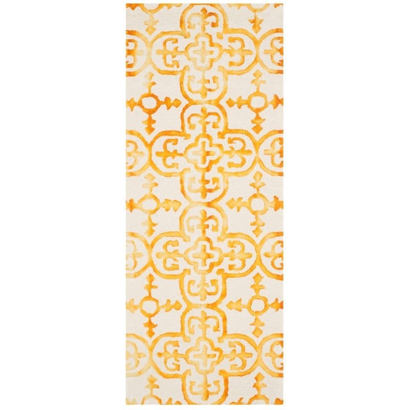 Safavieh Dip Dye 9' X 12' Hand Tufted Wool Pile Rug in Ivory and Gold