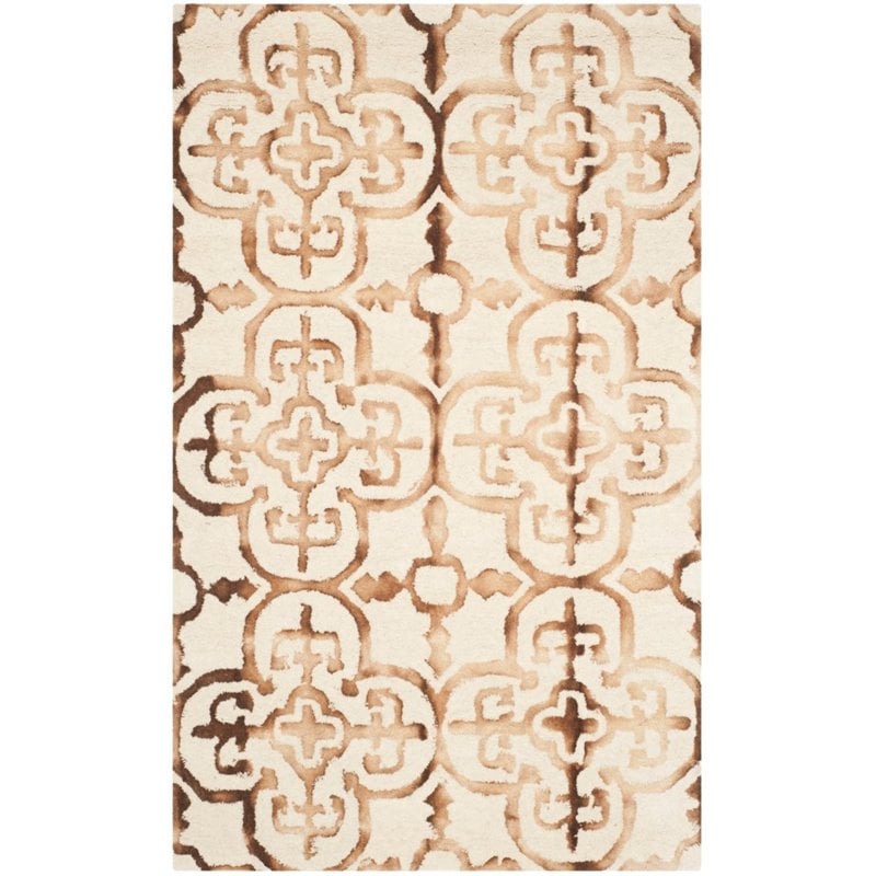 Safavieh Dip Dye 6' X 9' Hand Tufted Wool Pile Rug in Ivory and Camel