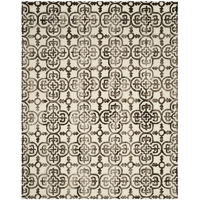 Safavieh Dip Dye 9' X 12' Hand Tufted Wool Pile Rug in Ivory and Brown