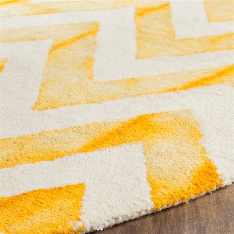 Safavieh Dip Dye 2' X 3' Hand Tufted Wool Pile Rug in Ivory and Gold