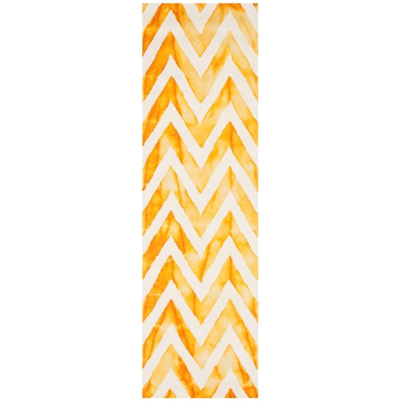 Safavieh Dip Dye 3' X 5' Hand Tufted Wool Pile Rug in Ivory and Gold