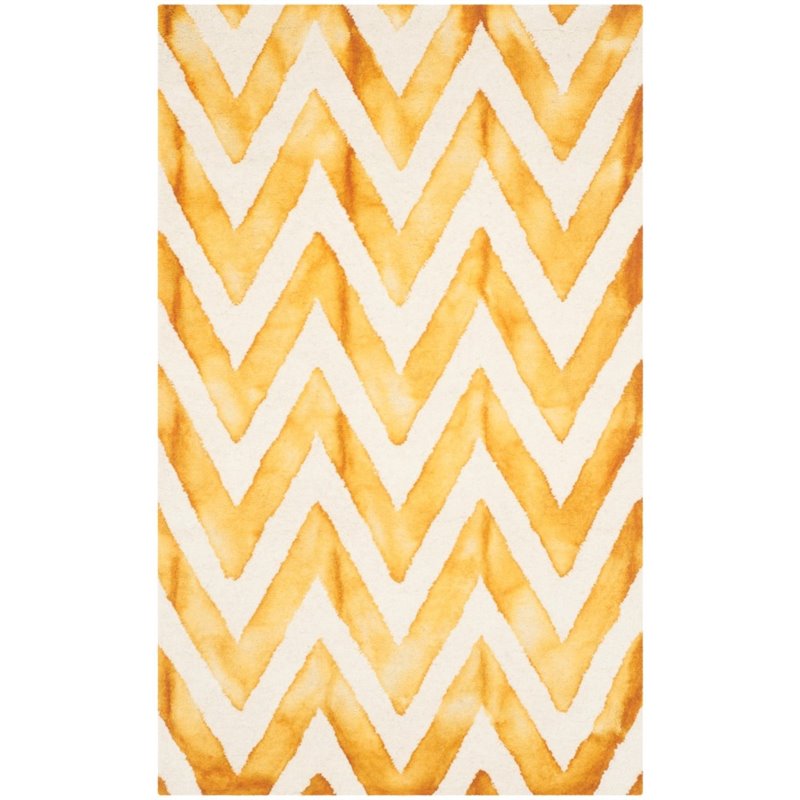 Safavieh Dip Dye 3' X 5' Hand Tufted Wool Pile Rug in Ivory and Gold