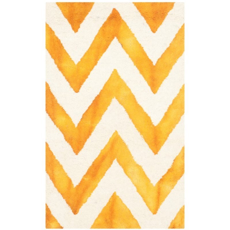 Safavieh Dip Dye 5' X 8' Hand Tufted Wool Pile Rug in Ivory and Gold