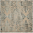 Safavieh Dip Dye 7' Square Hand Tufted Wool Rug in Ivory and Navy