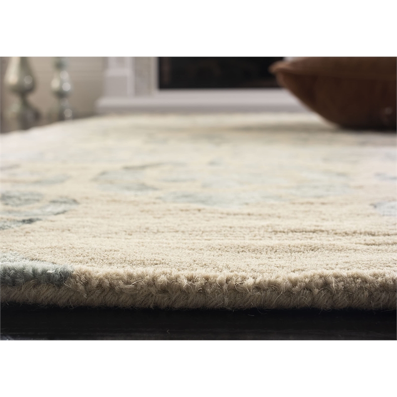 Safavieh Dip Dye 7' Square Hand Tufted Wool Rug in Ivory and Navy