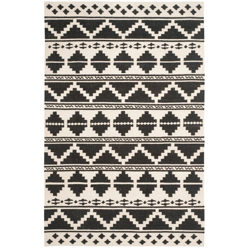 Safavieh Dhurries 6' Round Hand Woven Flat Weave Wool Rug