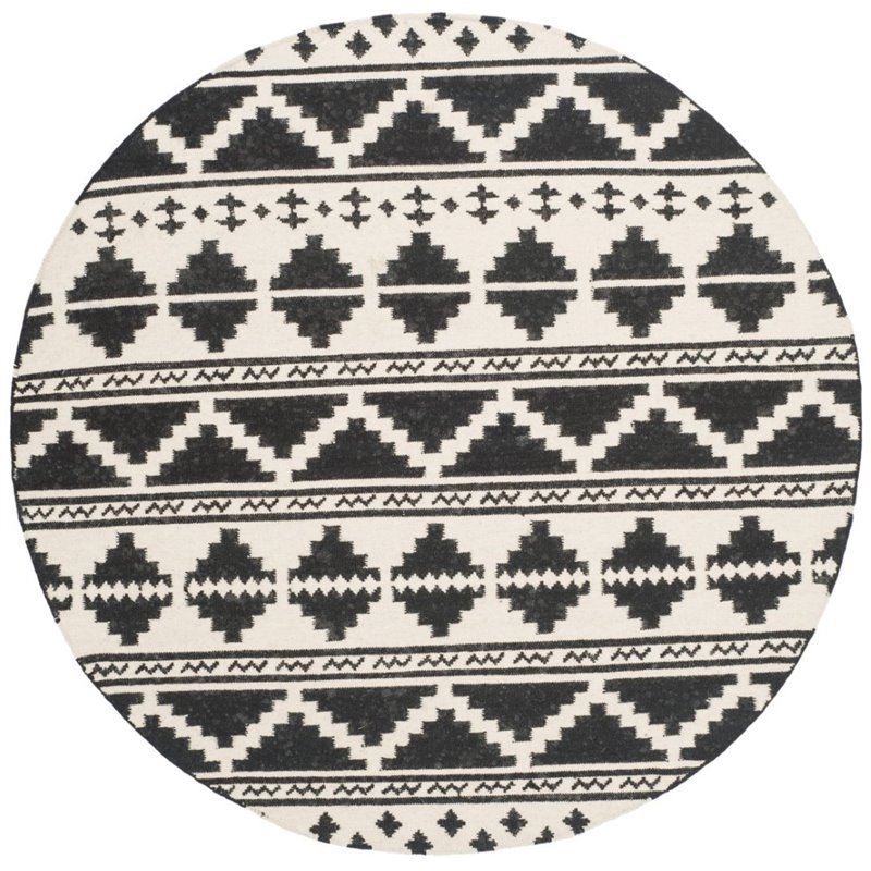 Safavieh Dhurries 6' Round Hand Woven Flat Weave Wool Rug